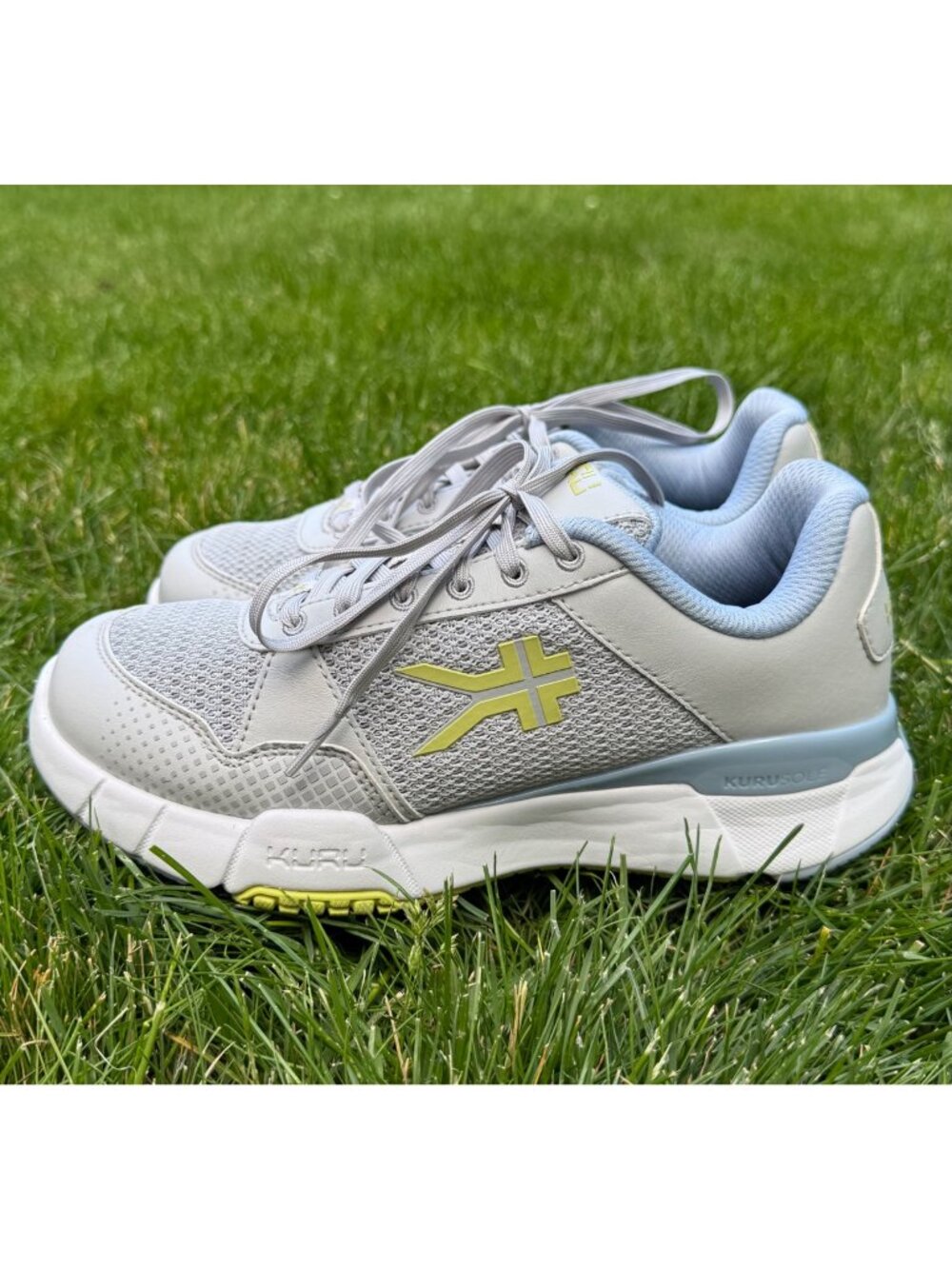 KURU Quantum 2 Womens Size 7.5 Medium Dove Gray Pale Lime Ultimate Walking Shoe